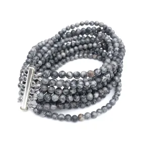 ANN LIGHTFOOT - 10 STRAND SILVER AGATE CUFF