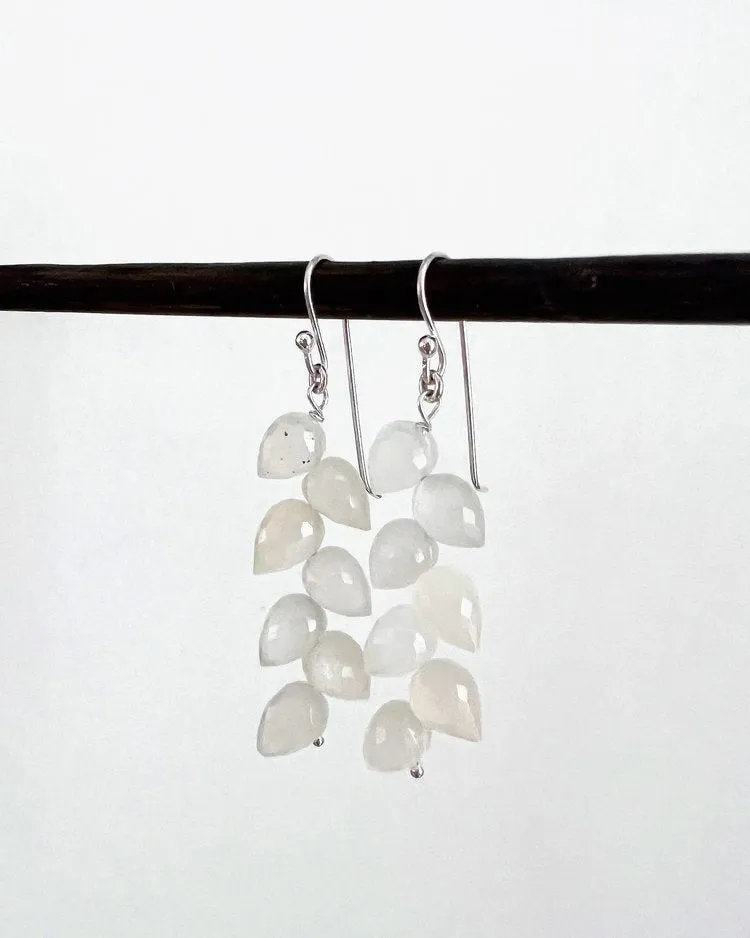 ANN LIGHTFOOT - LEAF PETAL WHITE MOONSTONE EARRINGS