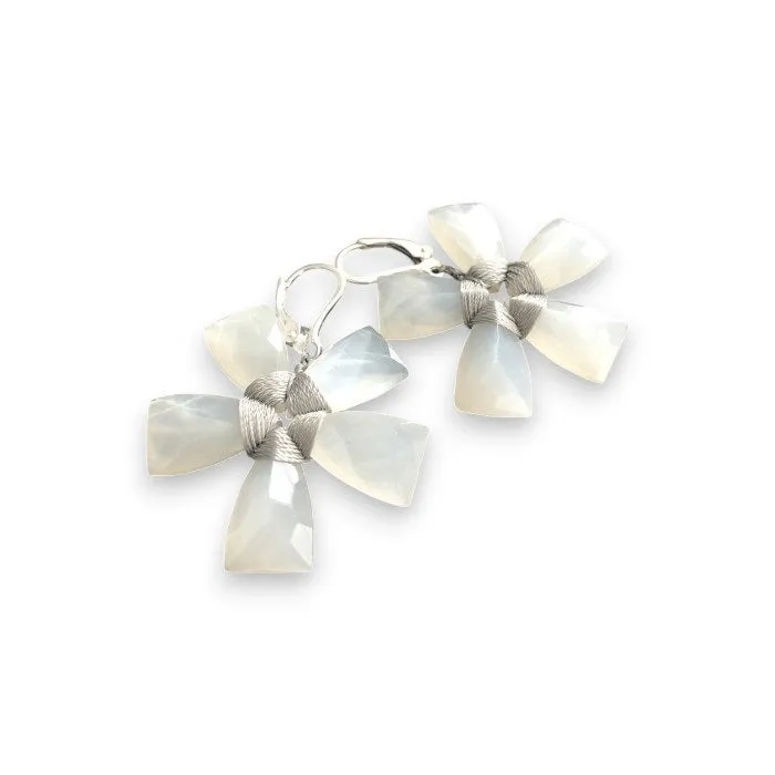 ANN LIGHTFOOT - WHITE MOONSTONE FLOWER EARRINGS