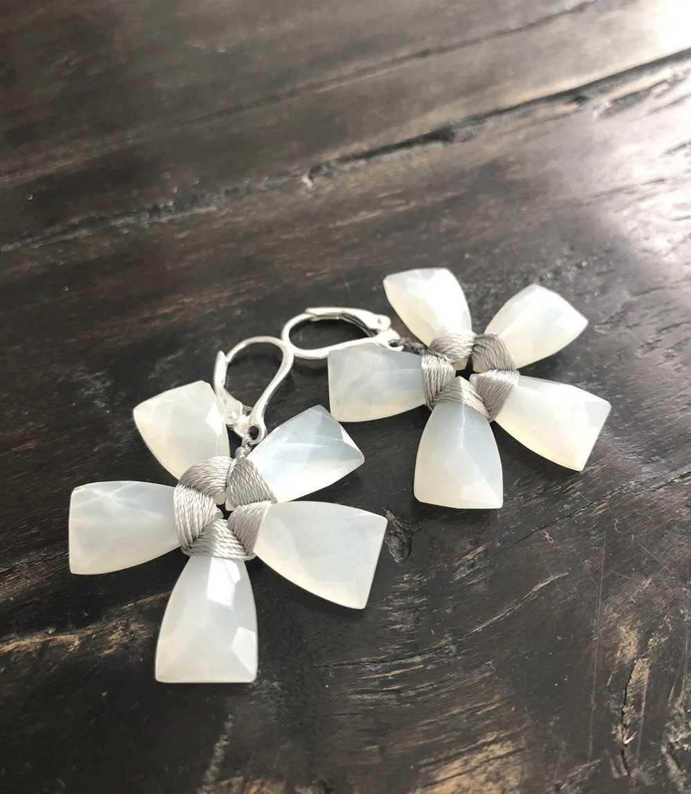 ANN LIGHTFOOT - WHITE MOONSTONE FLOWER EARRINGS