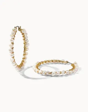 Ann Pearl Hoop Earrings