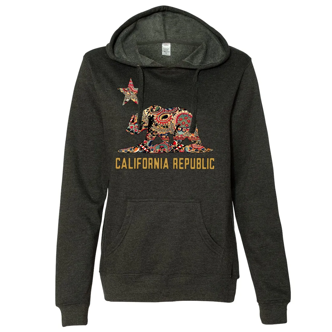 California Republic Paisley Bear Ladies Lightweight Fitted Hoodie