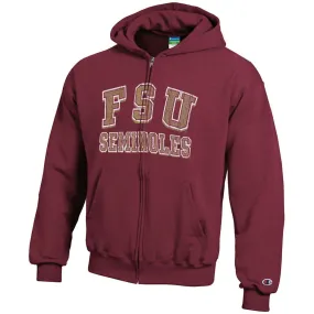 Champion Youth FSU Seminoles Powerblend Full-Zip Hoodie - Garnet