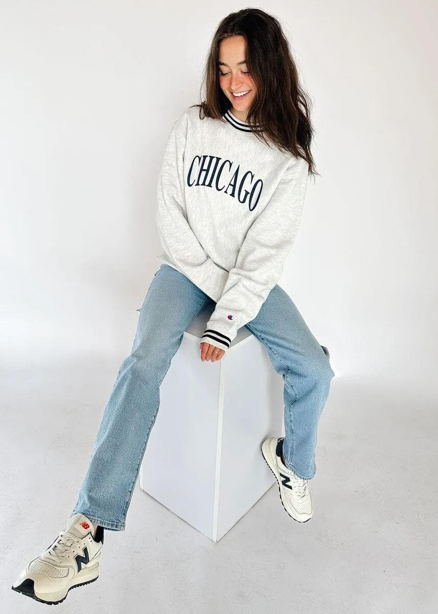 Chicago Champion Striped Rib Crewneck - Midnight Navy