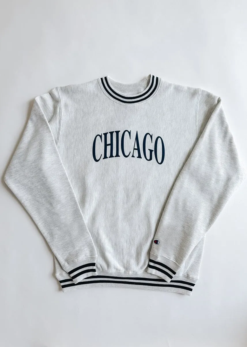 Chicago Champion Striped Rib Crewneck - Midnight Navy