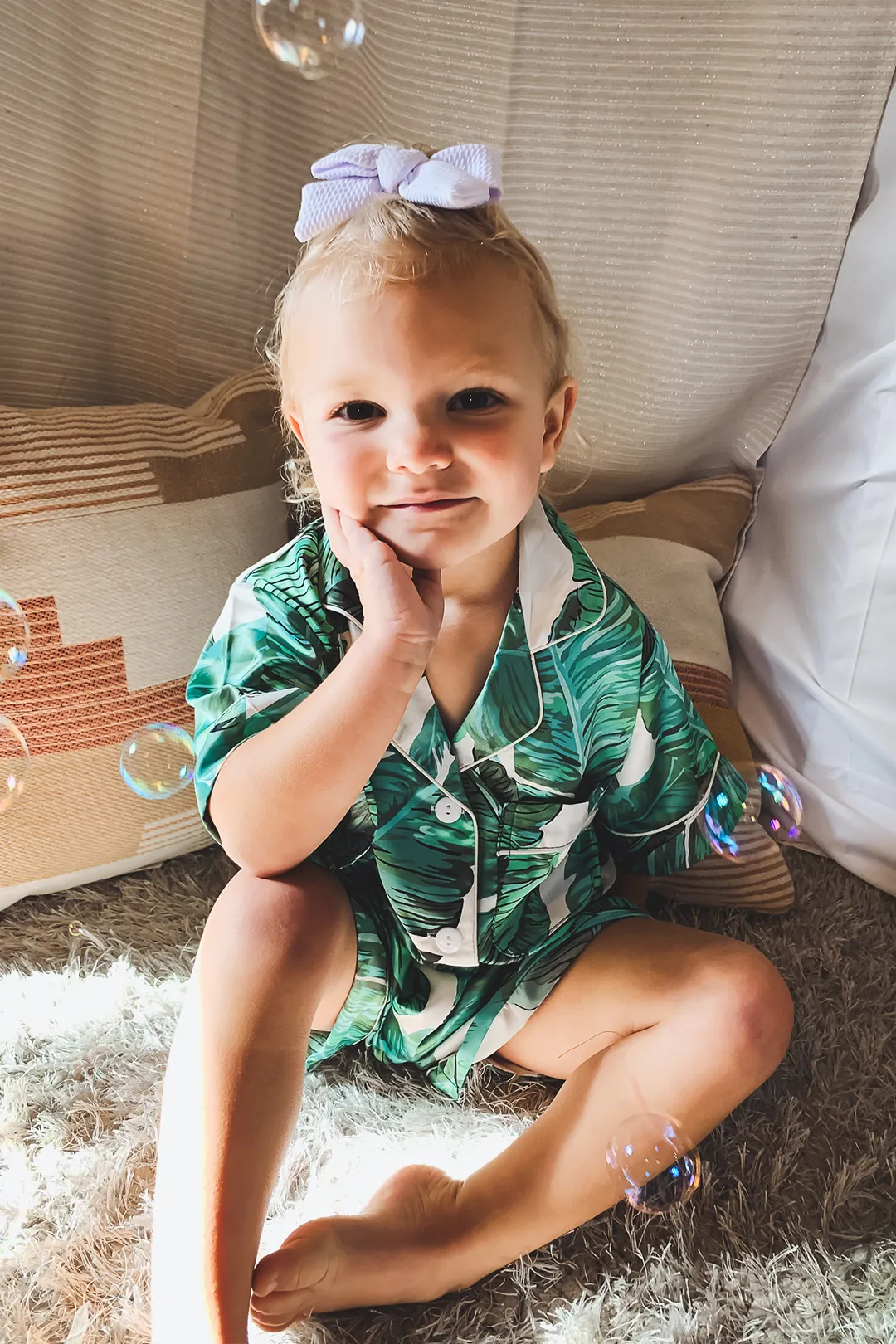 Children's Banana Leaf Pajama Shorts Set