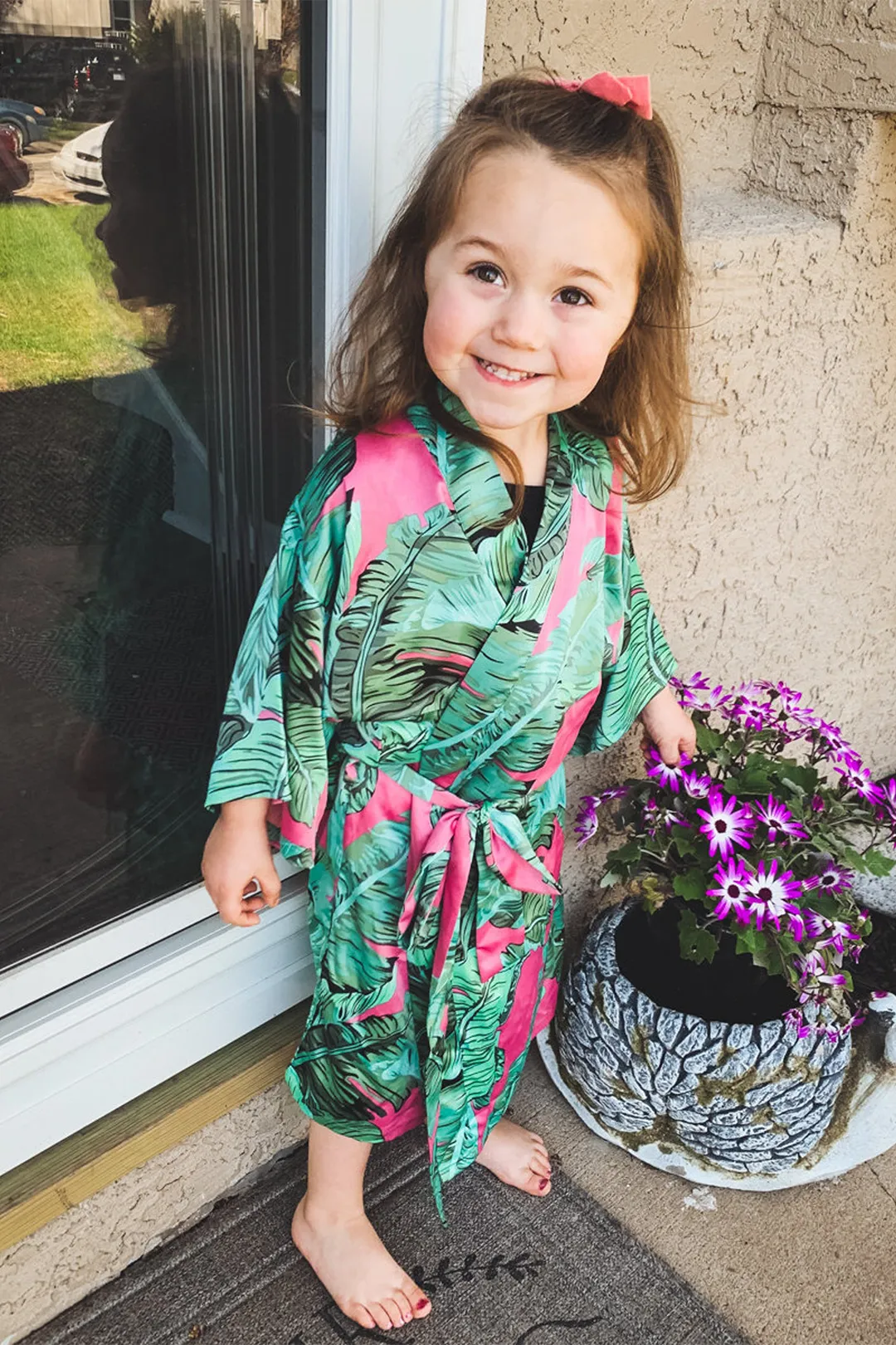 Children's Pink Banana Leaf Robe