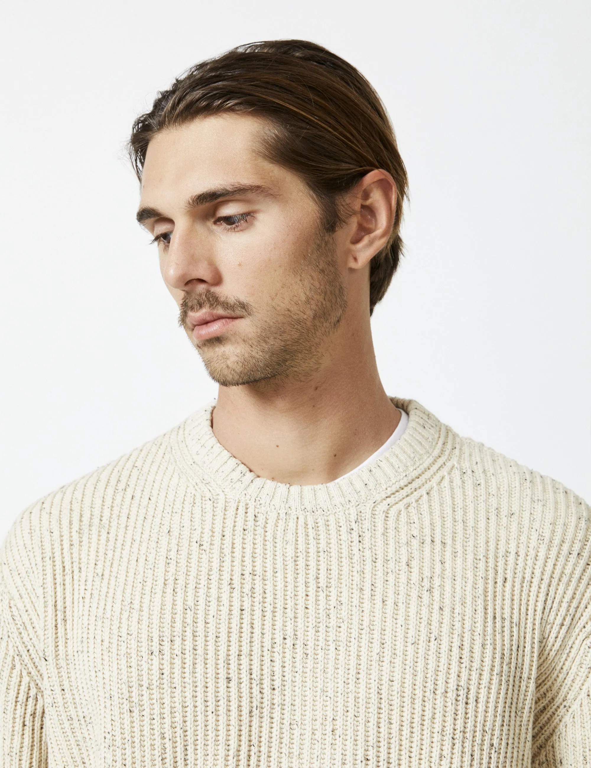 Organic Oatmeal Fisher Chunky Knit Sweater