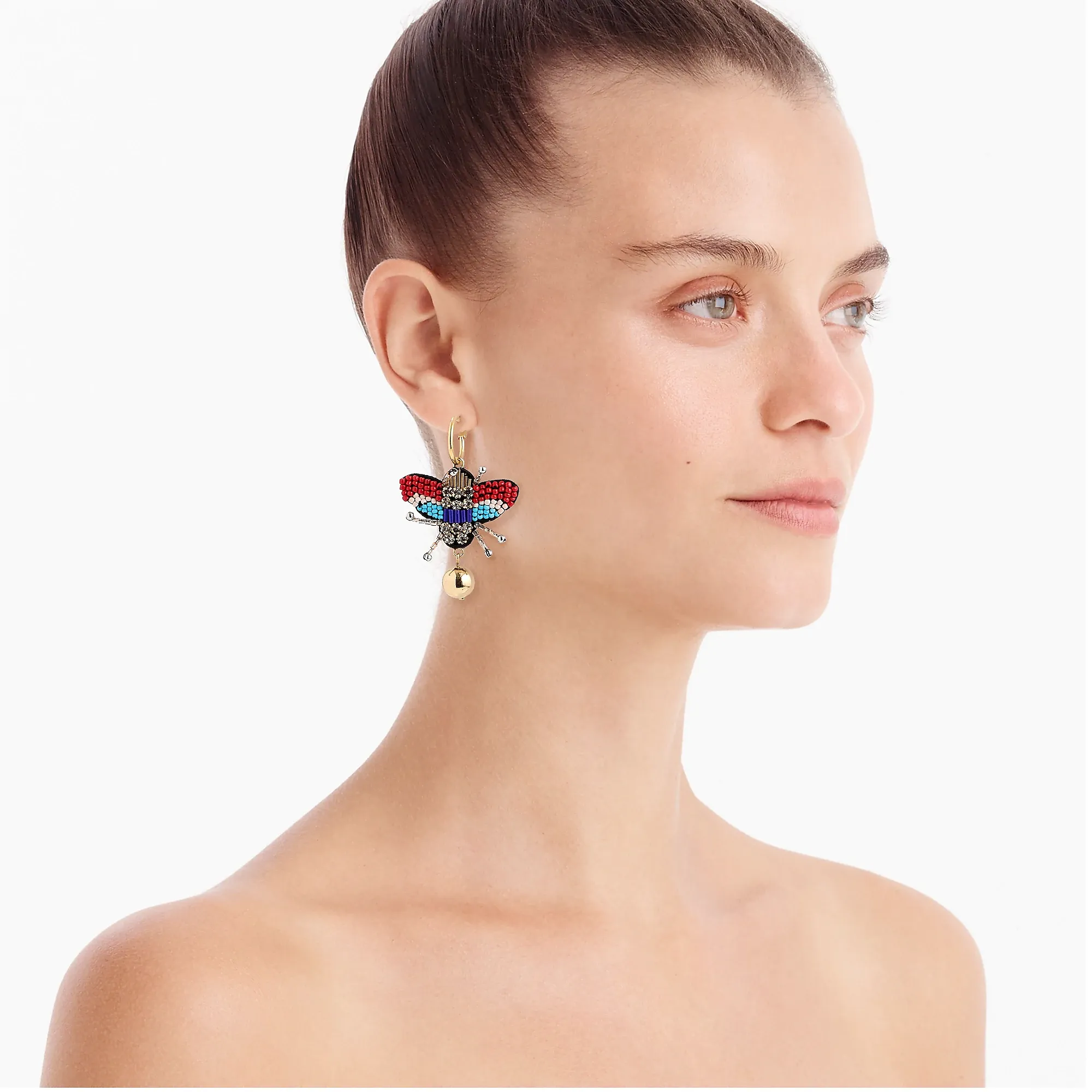 J.crew Leather-backed beaded beetle earrings