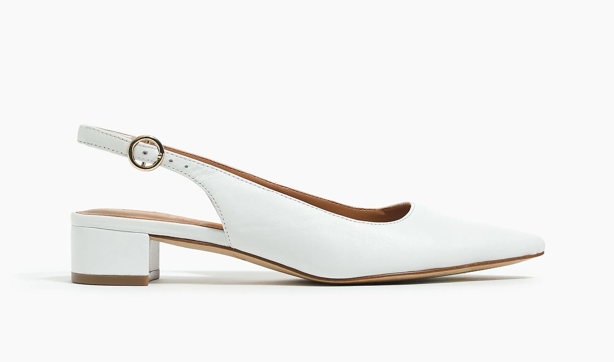 J.crew White Leather slingback block heels sandals