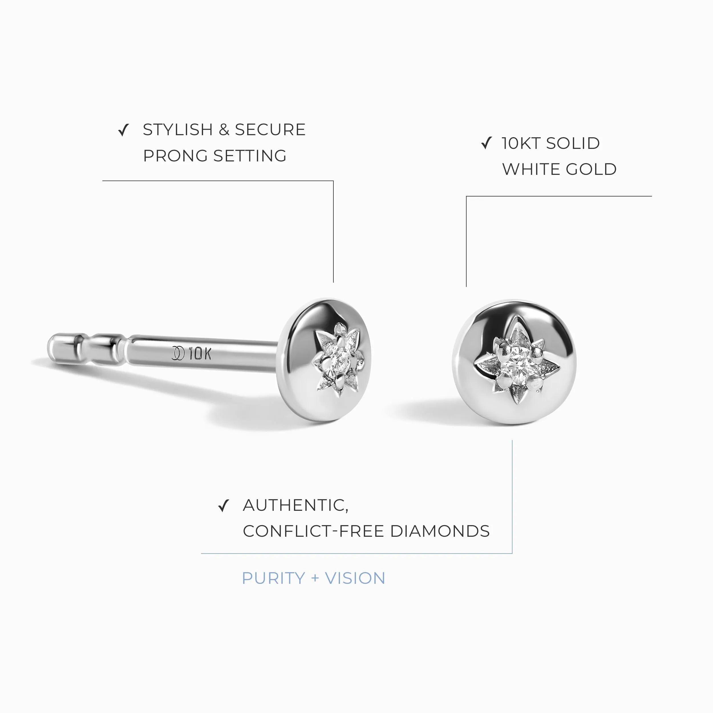 Kids Diamond Earrings - North Star