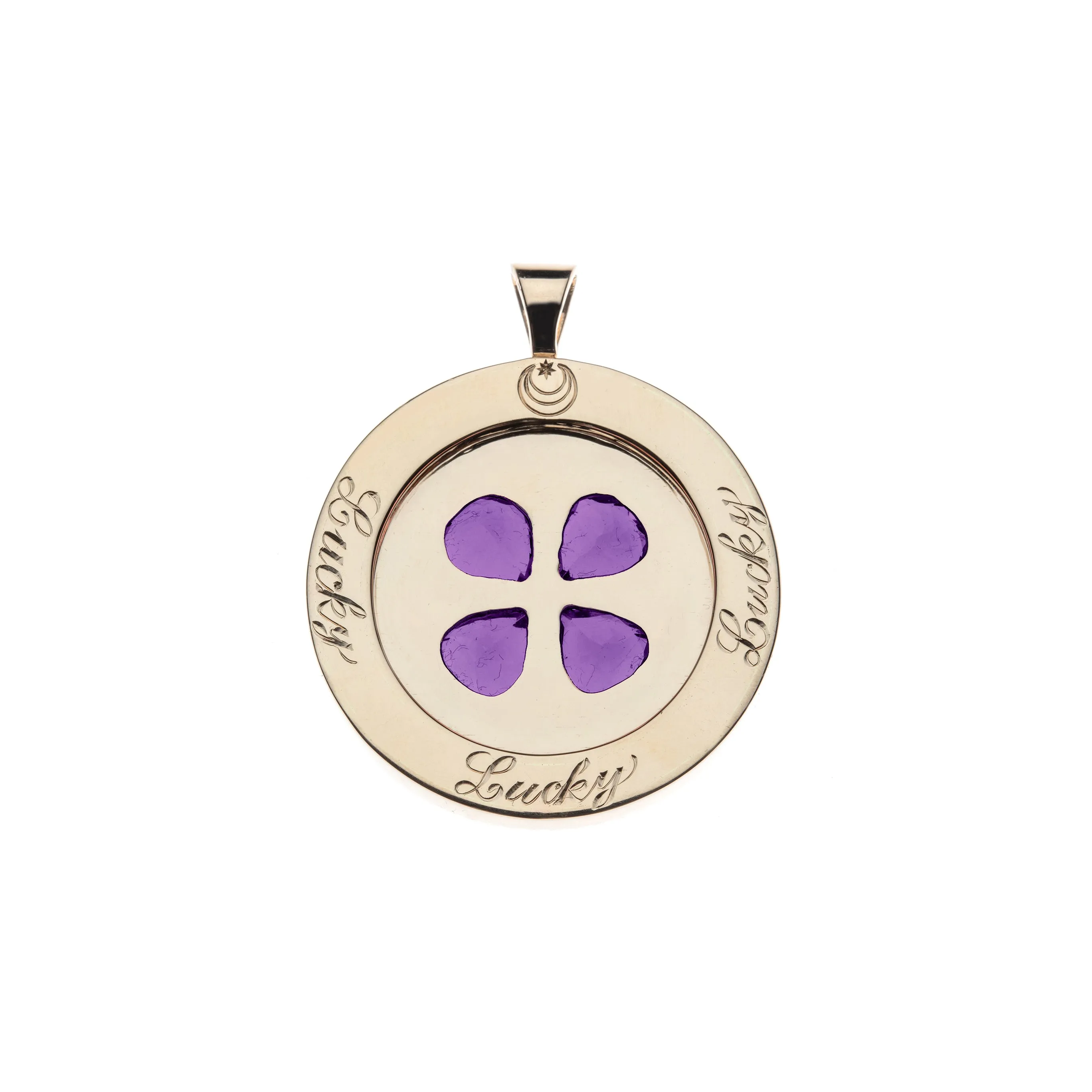 LUCKY 14k Amethyst Coin Pendant