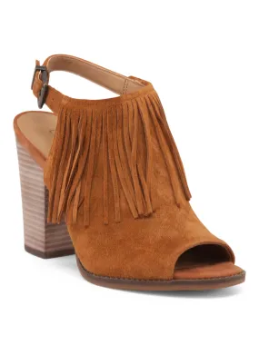 LUCKY BRAND Suede Open Toe Bootie