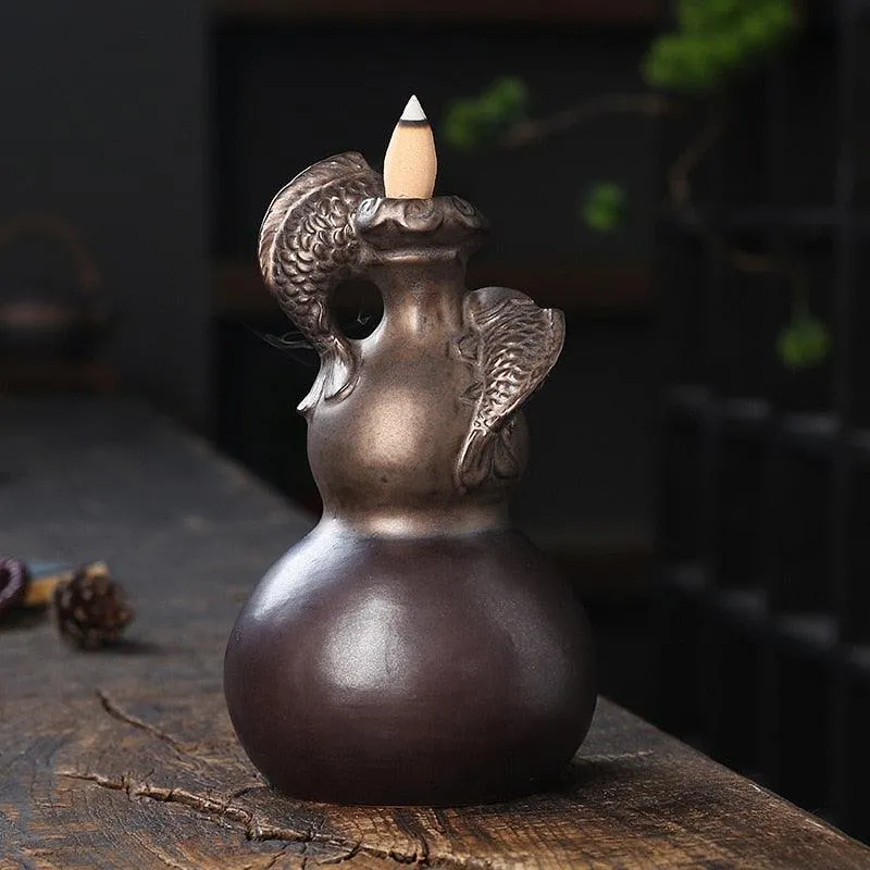 'Lucky Carp' Ceramic Incense Holder