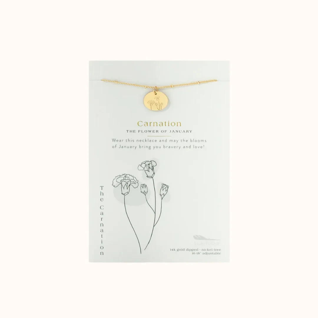 Lucky Feather Birth Flower Necklaces