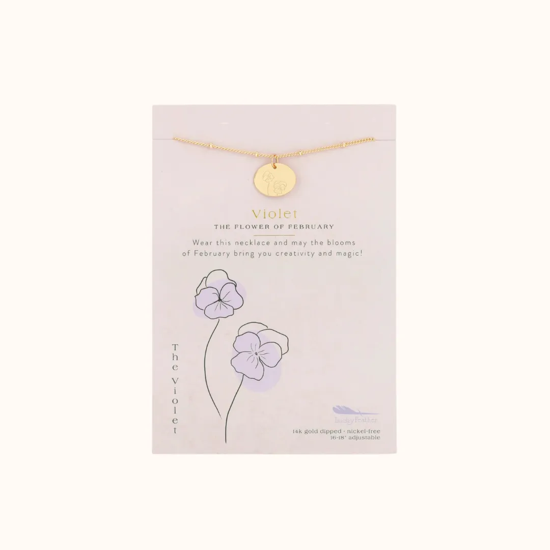 Lucky Feather Birth Flower Necklaces