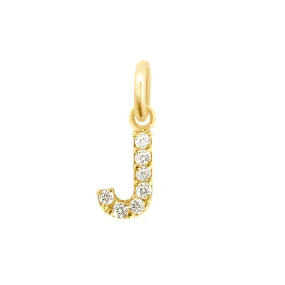 Lucky Letter J Diamond Pendant, Yellow Gold