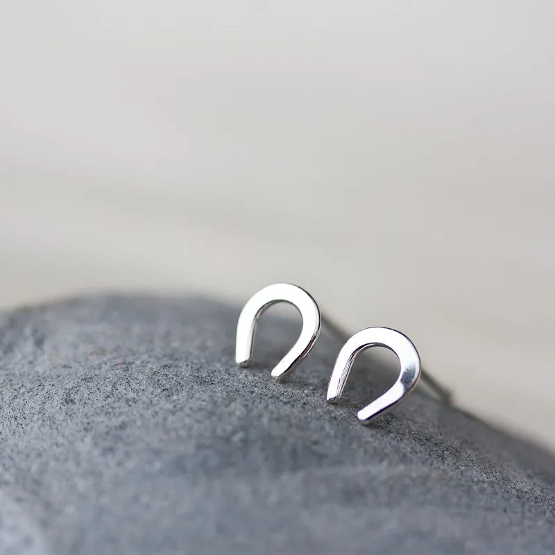 Mini Lucky Horseshoe Stud Earrings