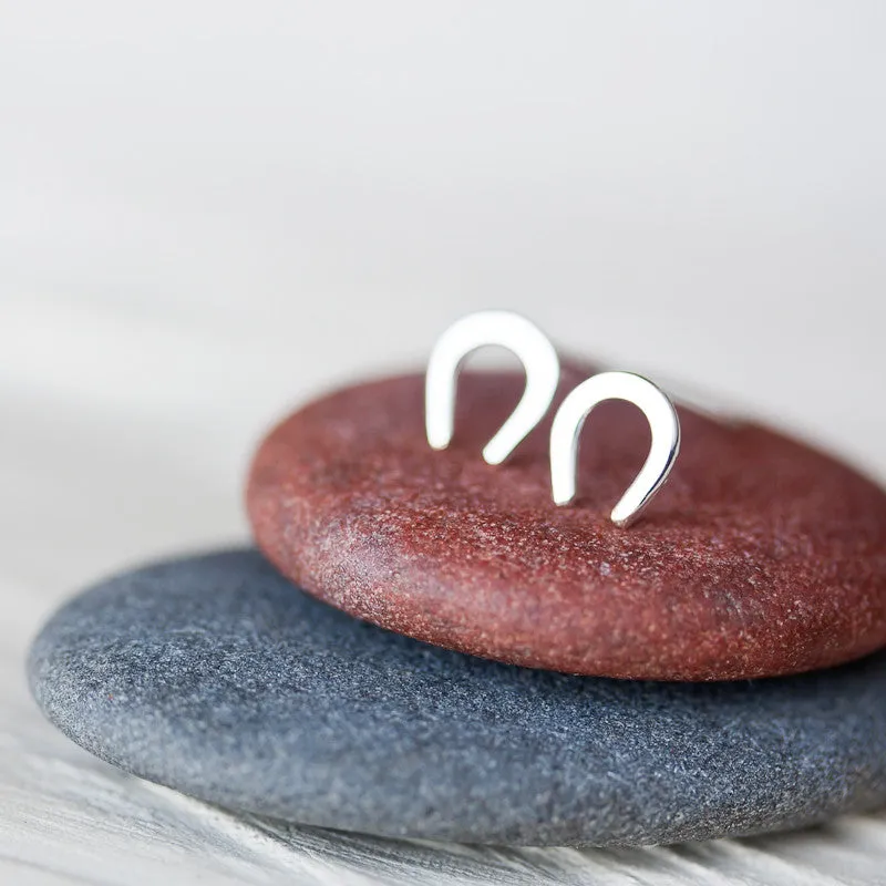 Mini Lucky Horseshoe Stud Earrings