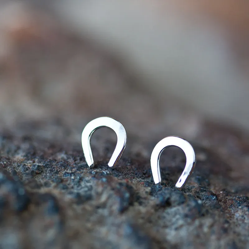 Mini Lucky Horseshoe Stud Earrings