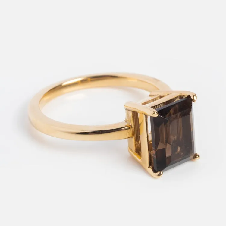 North South Smoky Quartz Ring