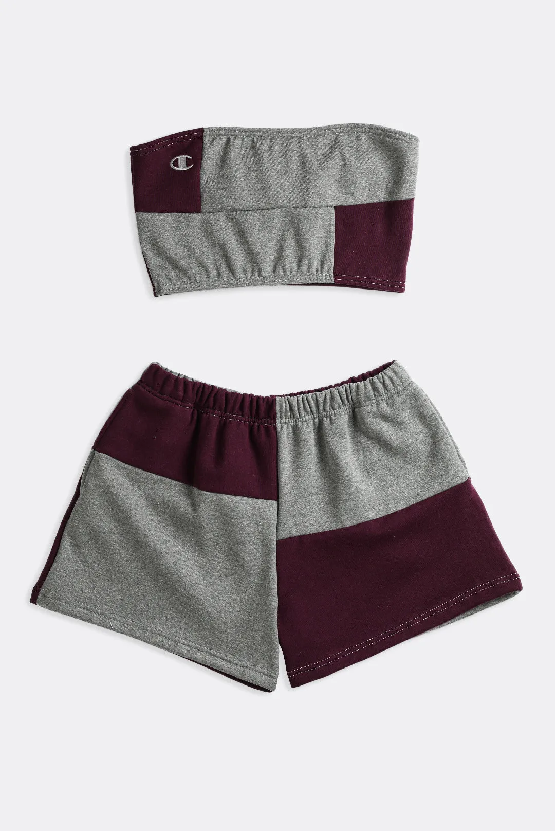 Rework Champion Patchwork Mini Sweatshorts Set - L