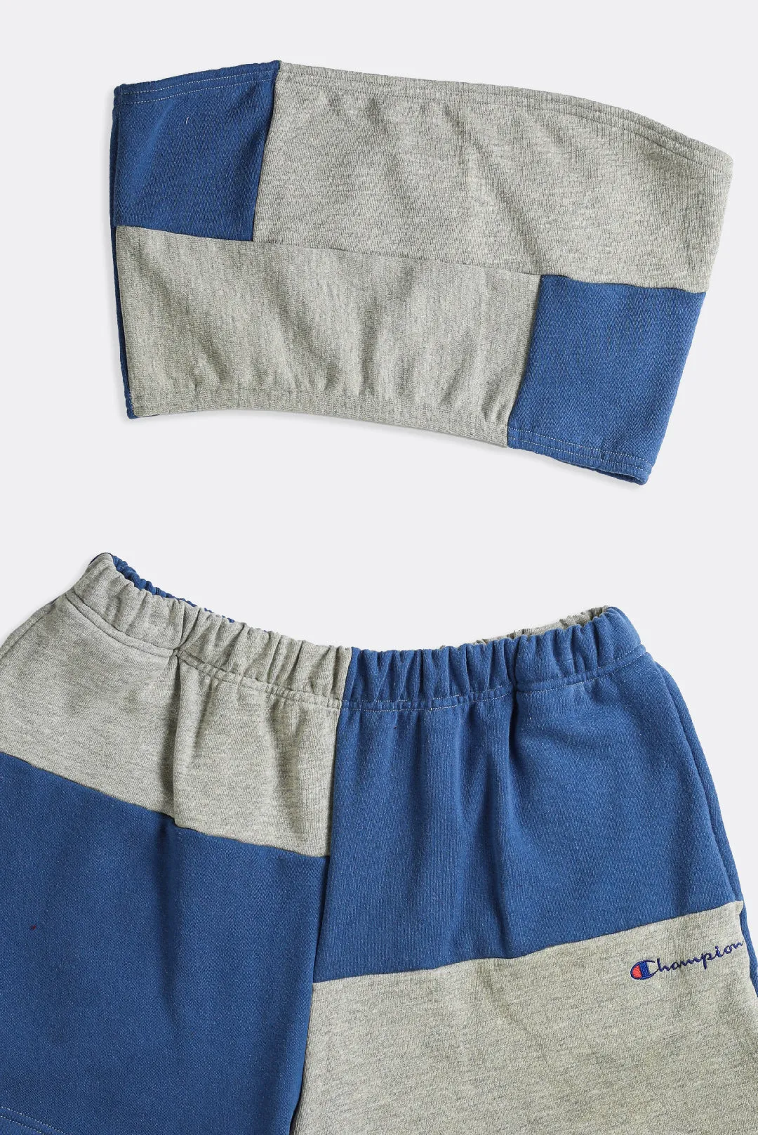 Rework Champion Patchwork Mini Sweatshorts Set - L