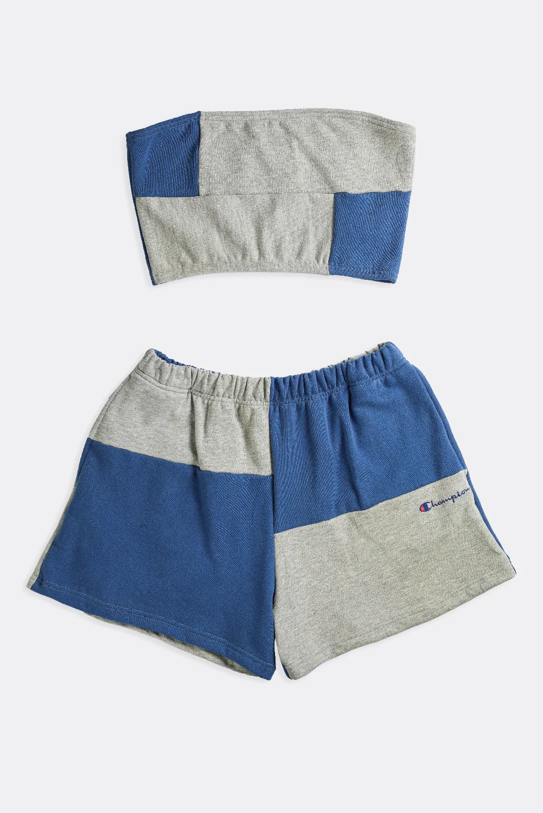 Rework Champion Patchwork Mini Sweatshorts Set - L