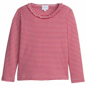 Scoop Ruffle Tee - Red Stripe