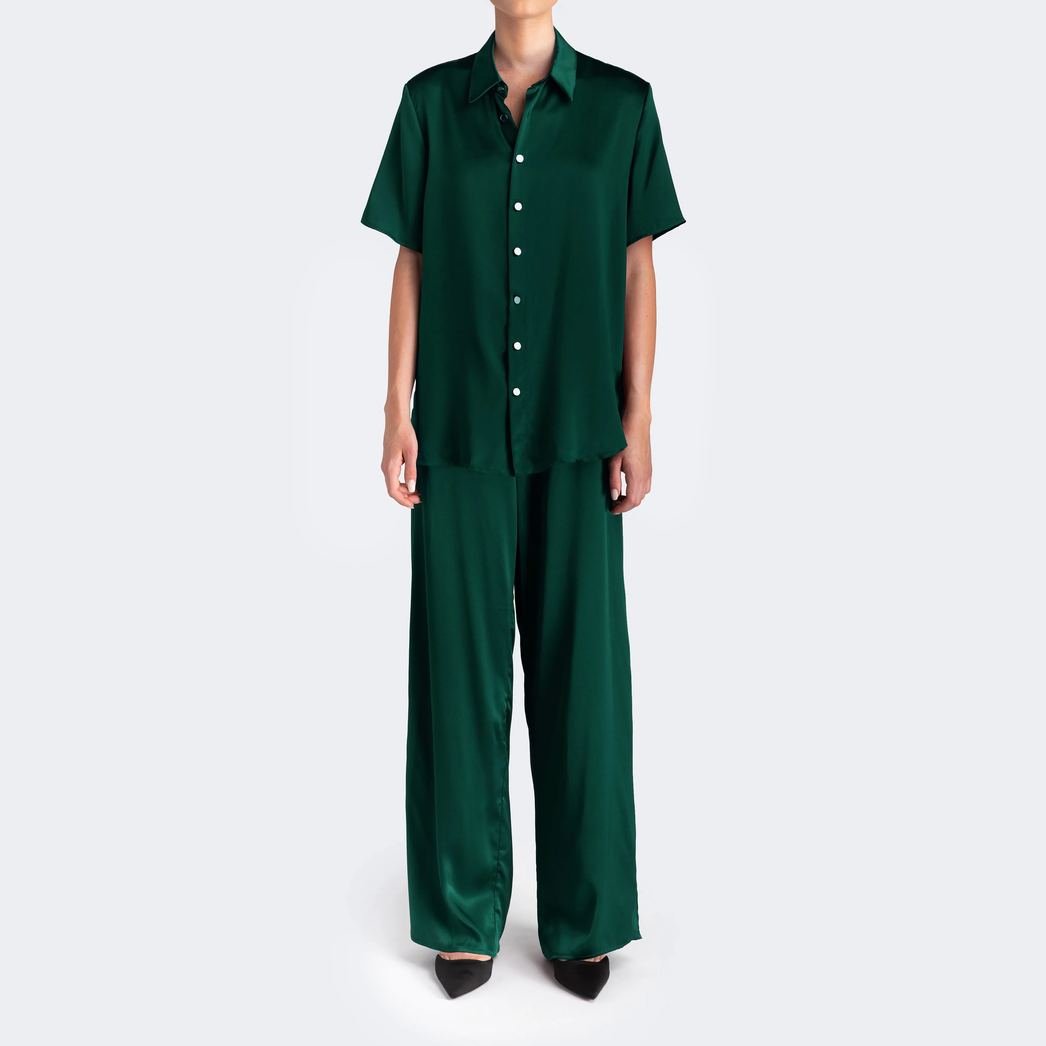 Studio Essential - Short Sleeve Blouse - Emerald